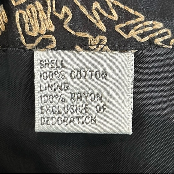 Talbots Collection A Line Skirt Size 2 Petite Black with Tan Allover Embroidery - Picture 6 of 12
